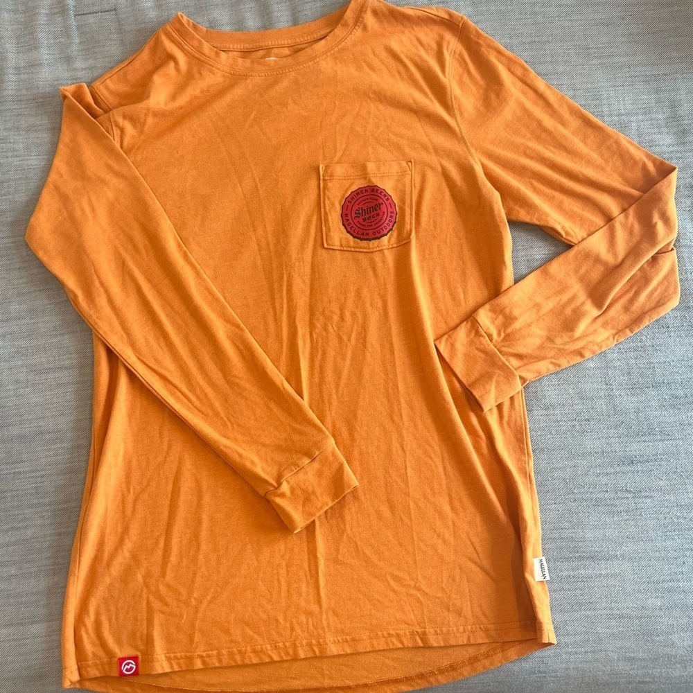 Magellan Outdoors Vibrant Orange Tee with Shiner Bock Beer‎ Logo size medium